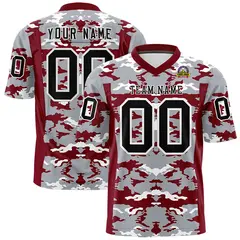 Red Gray-White Camo Authentic Football Jersey 1