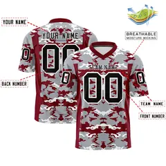 Red Gray-White Camo Authentic Football Jersey 2