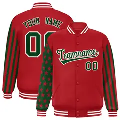 Red Green American Flag Varsity Raglan Letterman Bomber Jacket 1