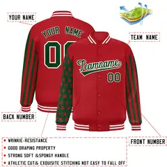 Red Green American Flag Varsity Raglan Letterman Bomber Jacket 2