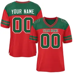 Red Green Color Block Authentic Football Jersey