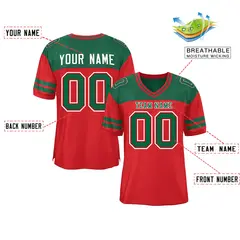 Red Green Color Block Authentic Football Jersey 2
