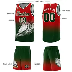 Red Green Eagle Graffiti Pattern Basketball Jersey 3