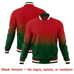 Red Green Gradient Full-Snap Varsity Letterman Jacket 7