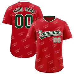 Red Green Graffiti Full Button Baseball Jersey