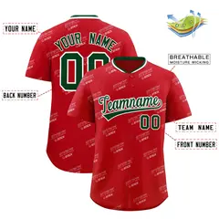 Red Green Graffiti Full Button Baseball Jersey 2