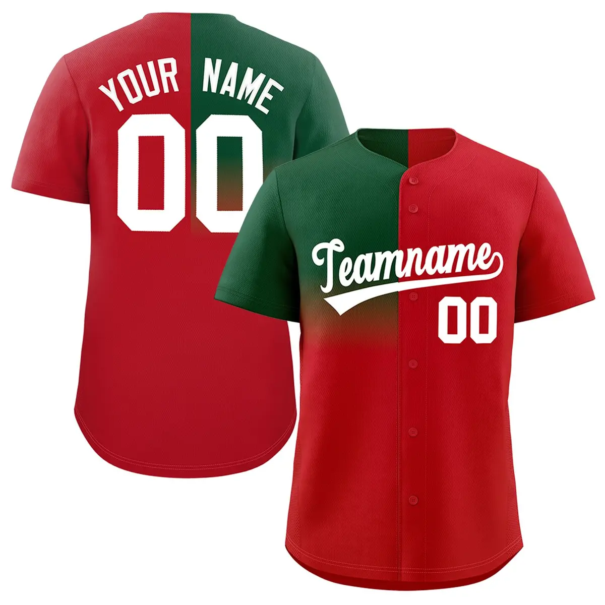 Red Green Half Gradient Authentic Baseball Jersey