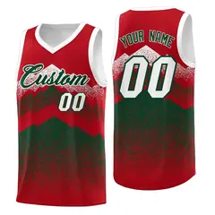 Red Green Mountain Fade Gradient Fashion Basketball Jersey 1