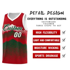 Red Green Mountain Fade Gradient Fashion Basketball Jersey 2