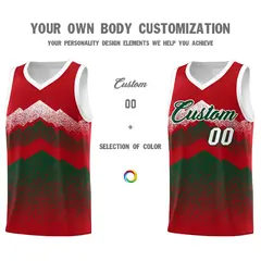 Red Green Mountain Fade Gradient Fashion Basketball Jersey 3