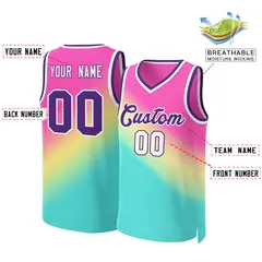 Red Green-Purple Gradient Slash Basketball Jersey 2