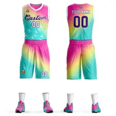Red Green-Purple Gradient Slash Basketball Jersey