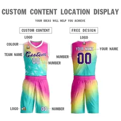 Red Green-Purple Gradient Slash Basketball Jersey 3
