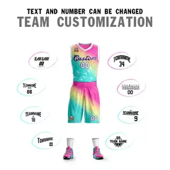 Red Green-Purple Gradient Slash Basketball Jersey 4