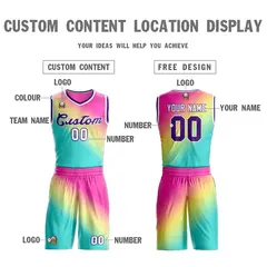 Red Green-Purple Gradient Slash Basketball Jersey 3