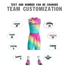Red Green-Purple Gradient Slash Basketball Jersey 4