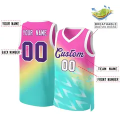 Red Green-Purple Gradient Slash Basketball Jersey 2
