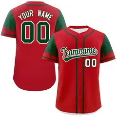 Red Green Raglan Sleeves Authentic Baseball Jersey 1