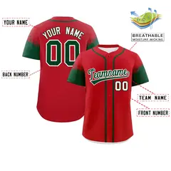 Red Green Raglan Sleeves Authentic Baseball Jersey 2