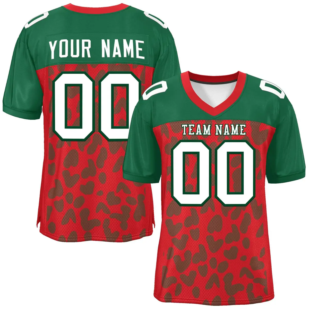 Red Green Raglan Sleeves Camo Authentic Football Jersey