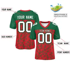 Red Green Raglan Sleeves Camo Authentic Football Jersey 2