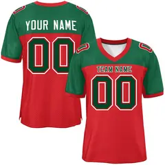 Red-Green Raglan Sleeves Fashion Authentic Football Jersey
