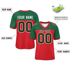 Red-Green Raglan Sleeves Fashion Authentic Football Jersey 2