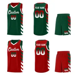 Red Green Reversible Basketball Kits - Side Arrow Green White Gradient 2