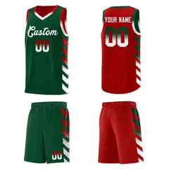 Red Green Reversible Basketball Kits - Side Arrow Green White Gradient 5