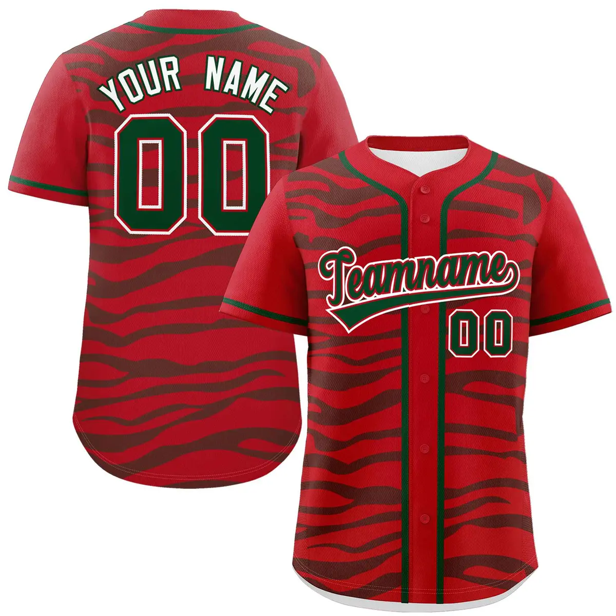 Red Green Zebra Graffiti Authentic Baseball Jersey