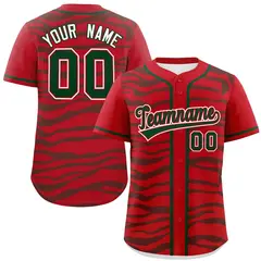 Red Green Zebra Graffiti Authentic Baseball Jersey 1