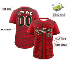 Red Green Zebra Graffiti Authentic Baseball Jersey 2
