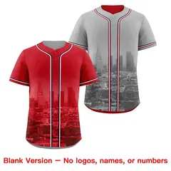 Red Grey Reversible City Graffiti Wrinkle-Resistant Baseball Jersey 8