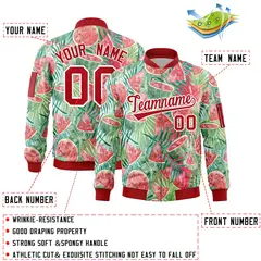 Red Hawaii Full-Zip Letterman Varsity Bomber Jacket 2