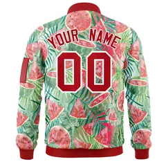 Red Hawaii Full-Zip Letterman Varsity Bomber Jacket 4