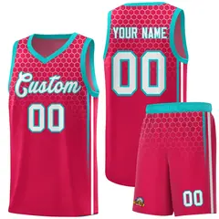 Red Honeycomb Pattern Basketball Uniform Jersey