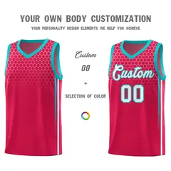 Red Honeycomb Pattern Basketball Uniform Jersey 3