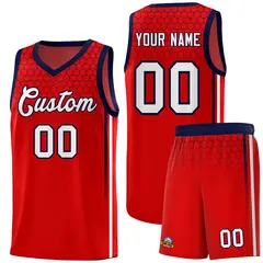 Red Honeycomb Pattern Basketball Uniform Jersey