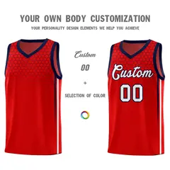 Red Honeycomb Pattern Basketball Uniform Jersey 3