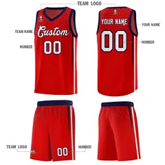 Red Honeycomb Pattern Basketball Uniform Jersey 5