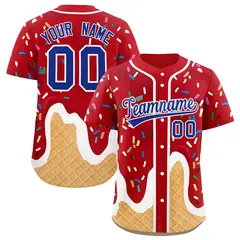 Red Ice Cream Cone Graffiti Fashion Baseball Jersey