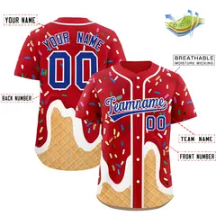 Red Ice Cream Cone Graffiti Fashion Baseball Jersey 2