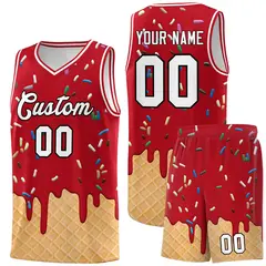 Red Ice Cream Element Pattern Basketball Kits
