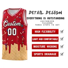Red Ice Cream Element Pattern Basketball Kits 2
