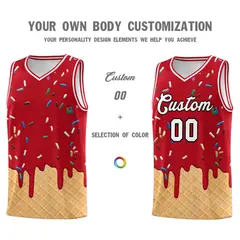 Red Ice Cream Element Pattern Basketball Kits 3