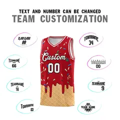 Red Ice Cream Element Pattern Basketball Kits 4