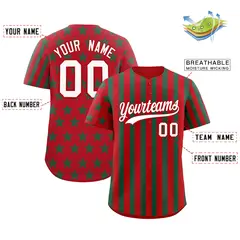 Red Kelly Green American Flag Graffiti Baseball Jersey 2