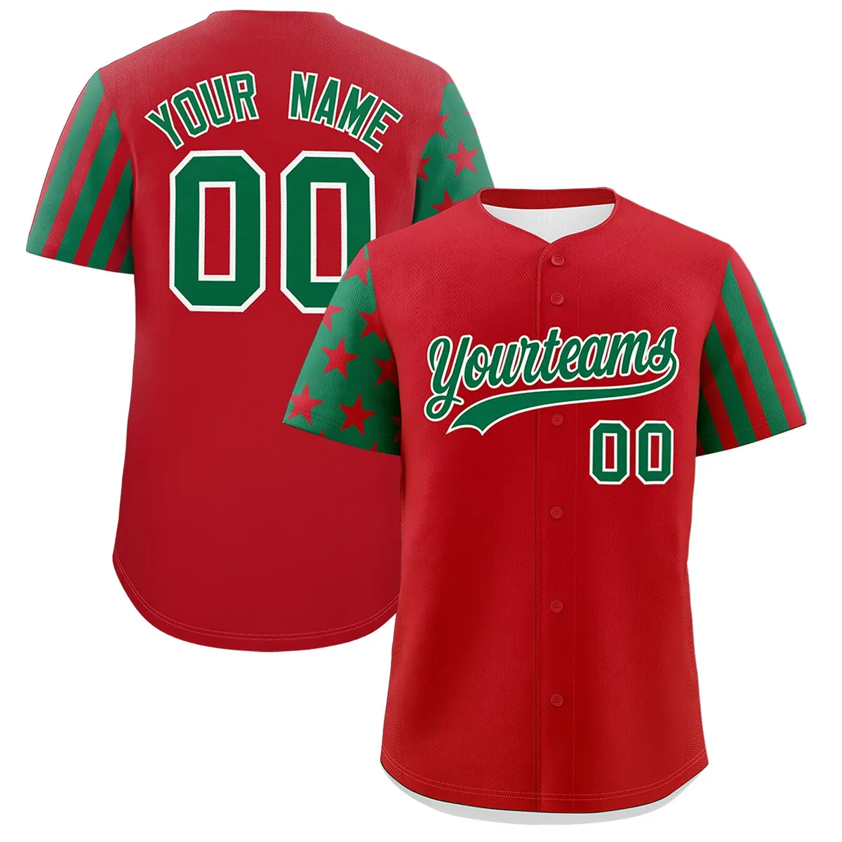 Red Kelly Green American Flag Raglan Baseball Jersey