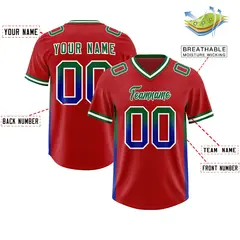 Red Kelly Green and Royal Gradient Sides Football Jersey 2