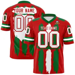 Red Kelly Green and White Graffiti Flag Football Jersey 1